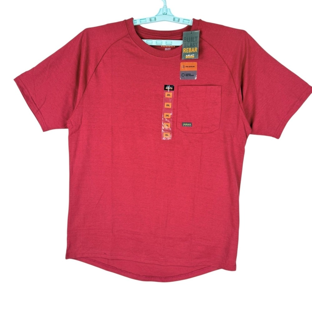 Ariat Rebar Men's Short Sleeve Crew Neck Rio Red T-Shirt Size 2XL NWT